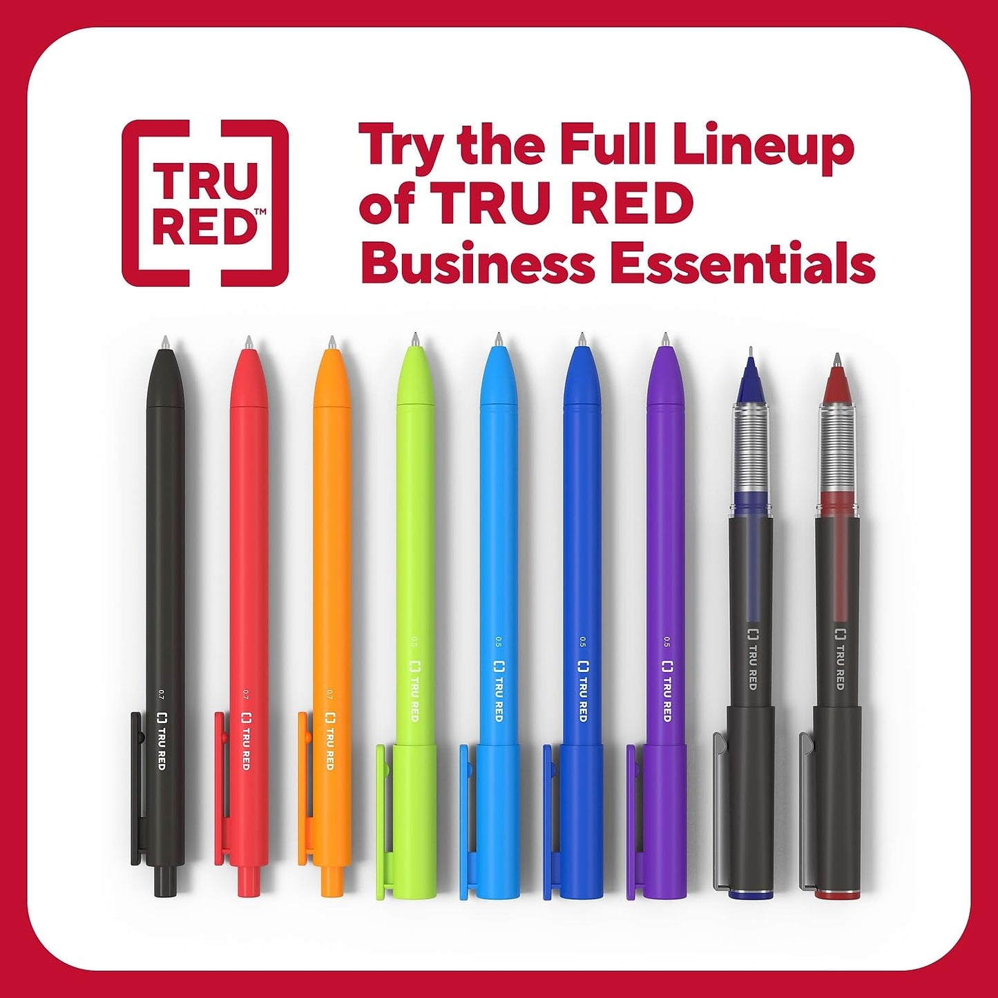 TRU RED Retractable Quick Dry Gel Pens Med Point 0.7mm Blue 5/Pk