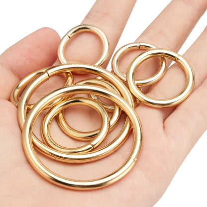 PINGEUI 180 PCS Gold Metal O Rings, 6 Size Multi-Purpose Gold O Ring Solid Circle Loop Buckle Round Ring for Crafts Hand DIY Hardware Bags Accessories, Gold, different sizes