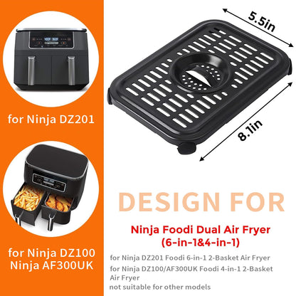 Air Fryer Replacement Parts for Ninja Foodi DualZone Air Fryers, 2 PCS Food Grade Air Fryer Accessories Grill Pan Plate Crisper Plate Rack Tray for Ninja DZ090 DZ201 DZ100 Air Fryer, Dishwasher Safe