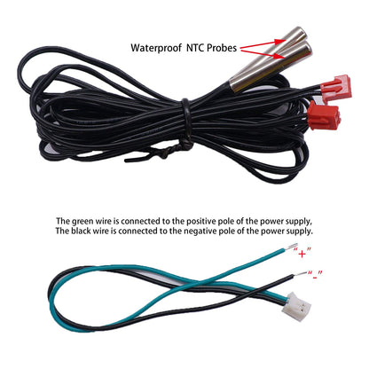 weideer Dual Display Fahrenheit Thermometer DC 4-28V -67~+248℉ with Dual LED Display 2 Waterproof NTC Probes High Accuracy Temperature Gauge Sensor K-017