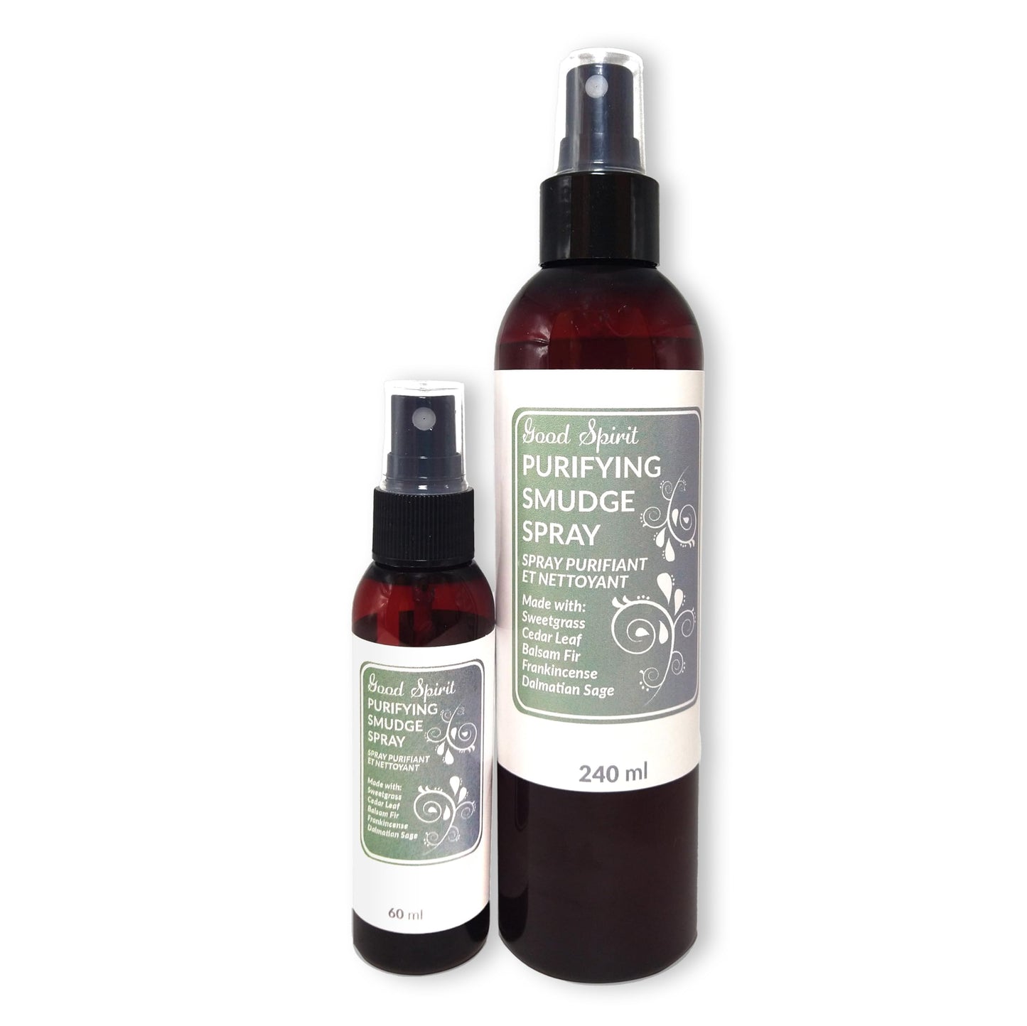 Smudging Spray by Nascentials 240ml | Sweetgrass, Cedar Leaf, Balsam Fir, Frankincense & Dalmatian Sage | Bonus 60ml Travel Size | Spray to Cleanse Spaces and Energy | Made with Pure Essential Oils