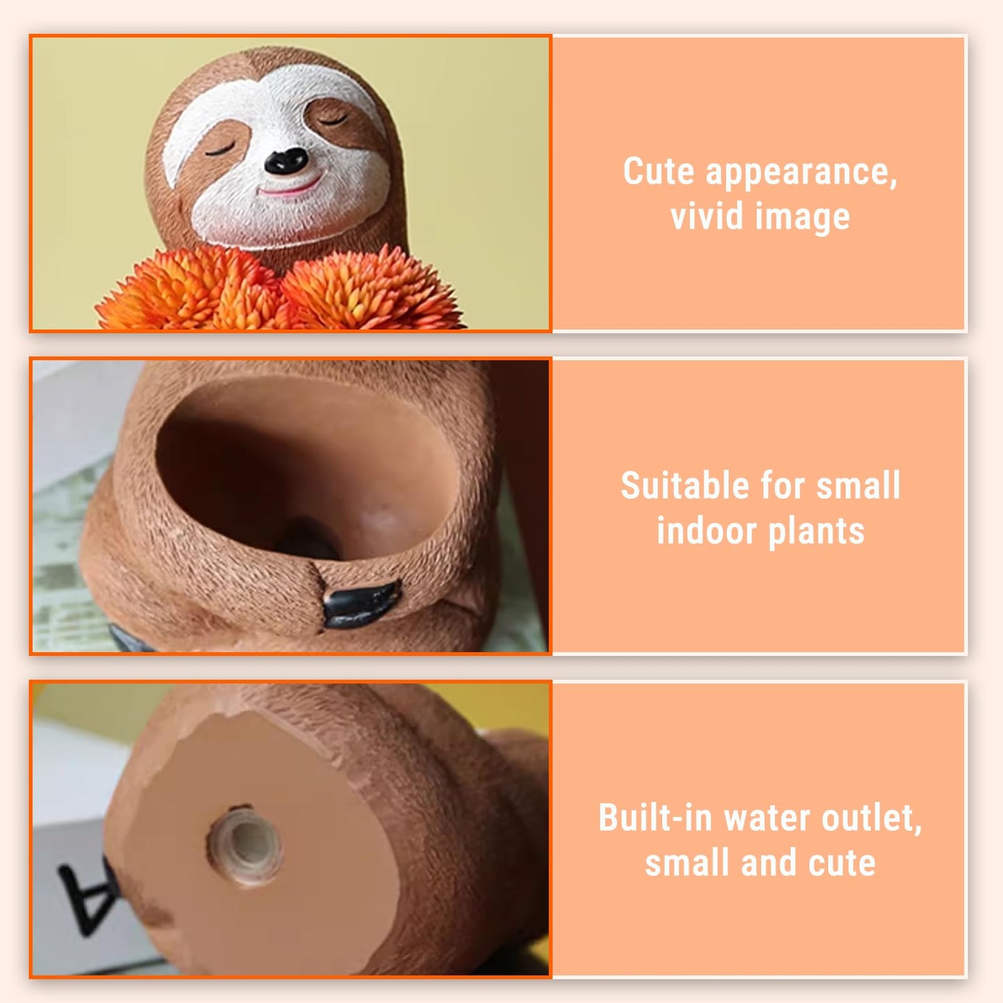 CHEOTIME Air Plants Holders, Unique Sloth Flower Pot Succulents, Gifts Gardening Gifts for Plant Lovers Gardeners,Cute Sloth Decor for Home & Office
