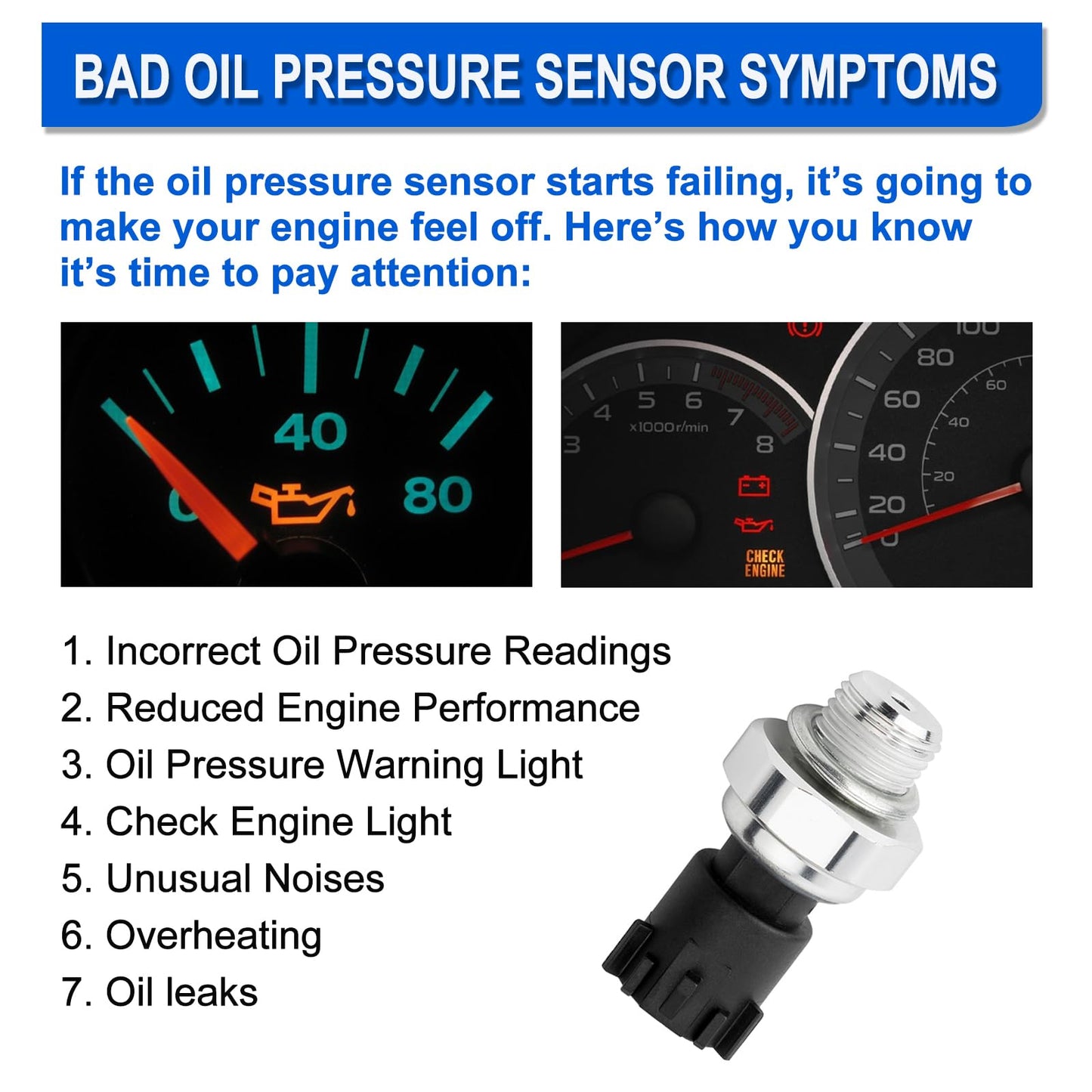 PS690 12673134 Oil Pressure Sensor & Socket for Chevy Silverado 1500 2500 3500 Express Avalanche Camaro Tahoe Colorado Cruze Equinox Suburban &GMC Savana Sierra Yukon Canyon Replaces 926041