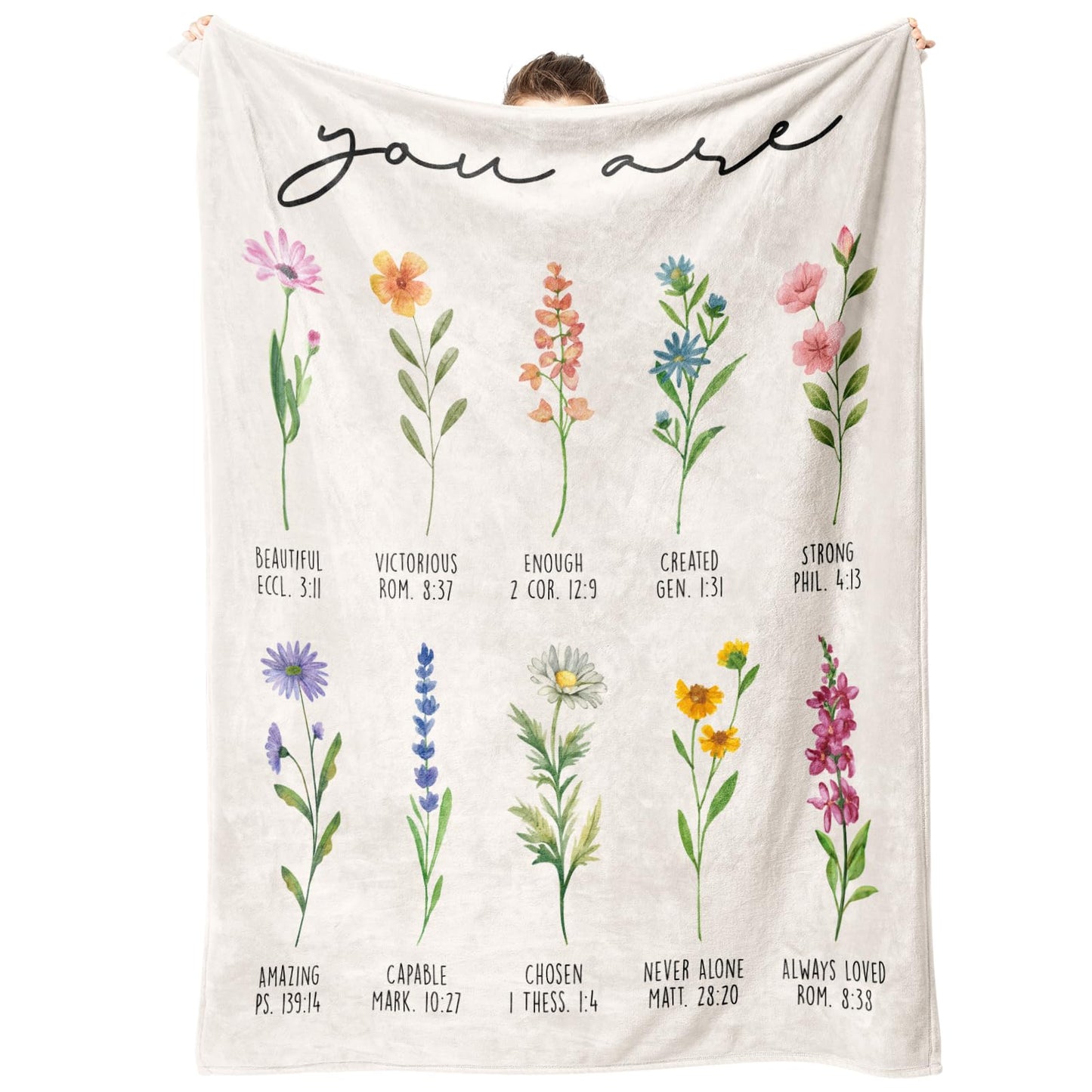 Afterprints Christian Gifts for Women, Christian Blanket with Flowers, Birthday Gifts for Women, Inspirational, Religious Gifts for Sister, Friend, Daughter, Mom, Soft Throw Blankets 50'' x 60''