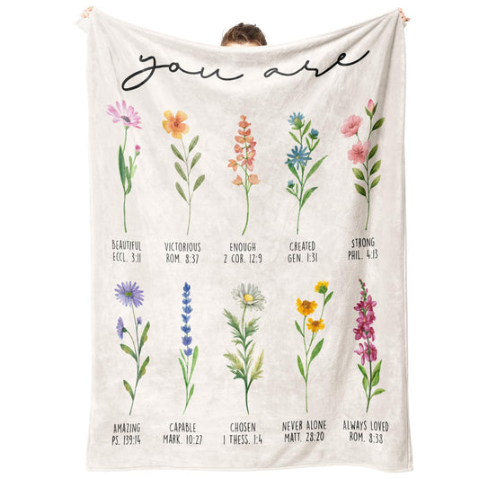 Afterprints Christian Gifts for Women, Christian Blanket with Flowers, Birthday Gifts for Women, Inspirational, Religious Gifts for Sister, Friend, Daughter, Mom, Soft Throw Blankets 50'' x 60''