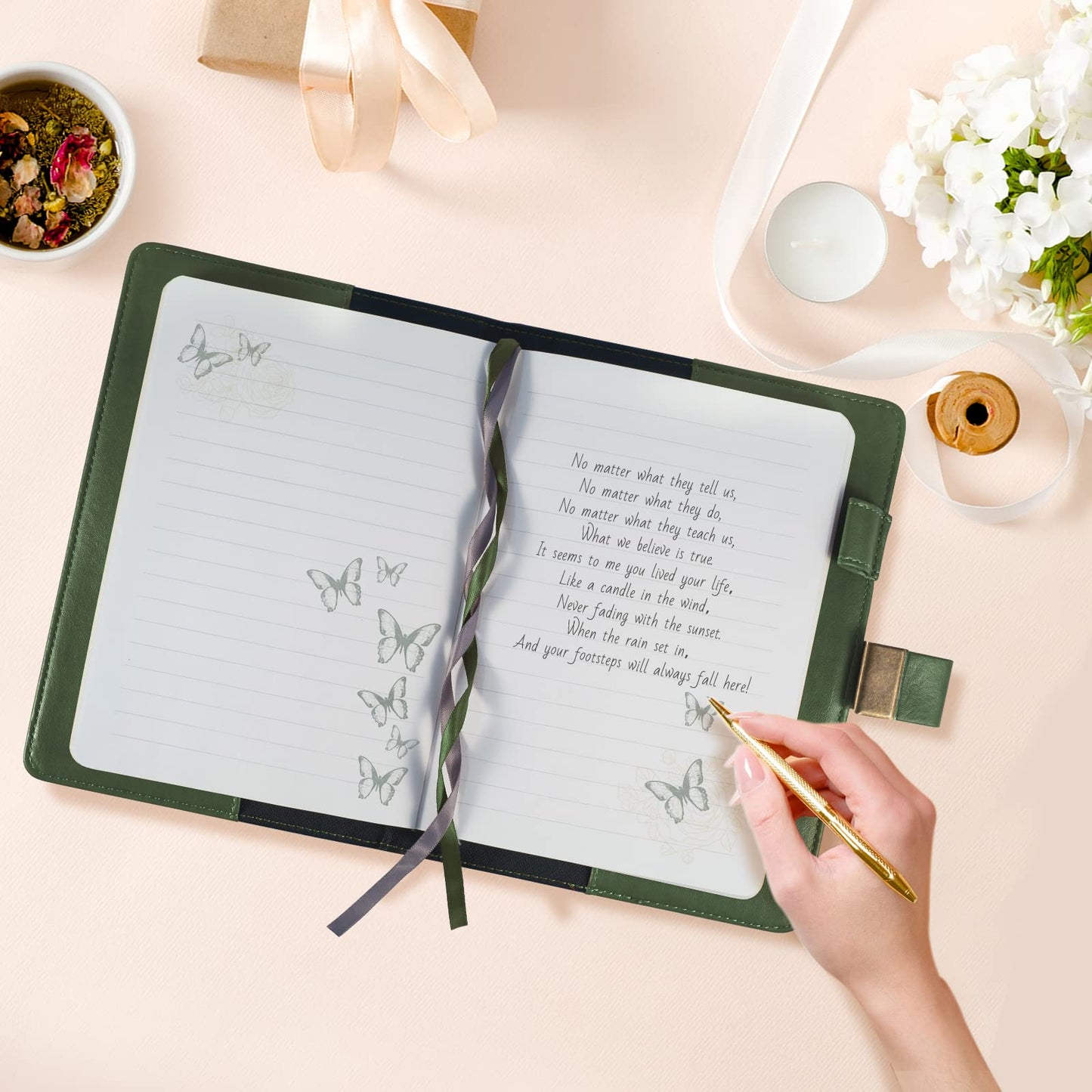 Diary with Lock, Journal for Women Girls, Vintage Refillable Secret Journal, Locking Notebook Gift for Girls with Combination Lock, 5.3'' x 7.8'' (Green)