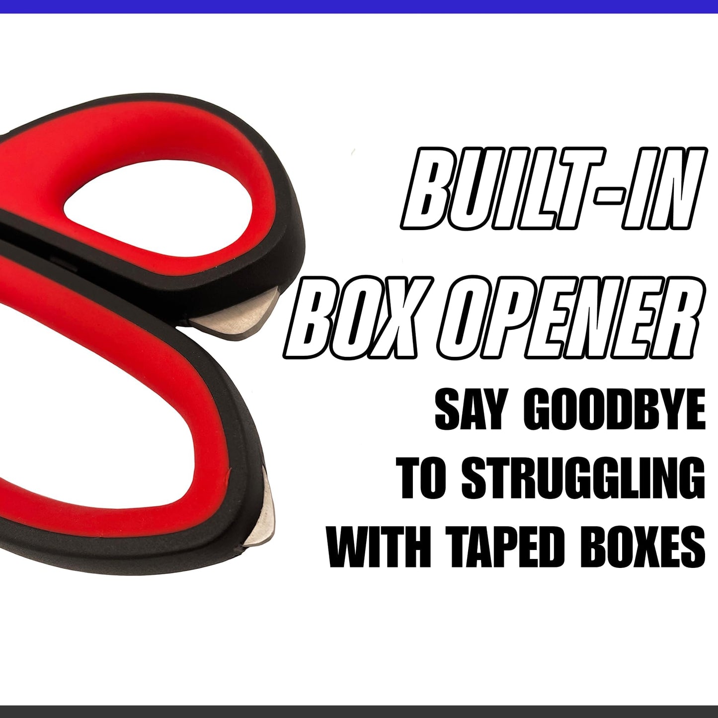 Rapid Edge Offset Scissors – 9.5" Stainless Steel Industrial Utility Scissors with Serrated Edge, Soft Grip Handles & Built-in Scoring Tip for Cardboard, Plastic & Crafts