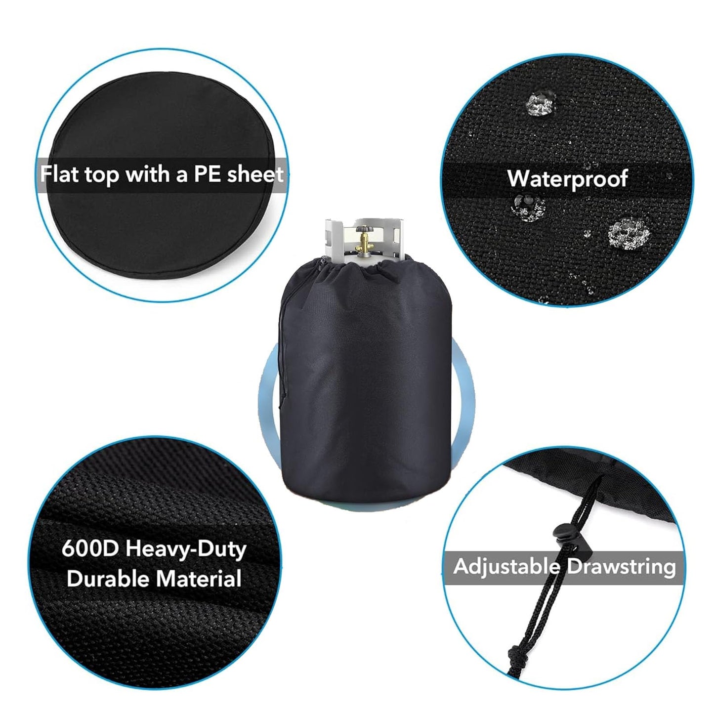 AEIMIAIDE Propane Tank Cover, Outdoor 420D Heavy Duty Waterproof Coversfor Standard 20lb Tank Cylinder, Waterproof and UV Resistant Gas Cylinder Cover, Traveling Camping Use
