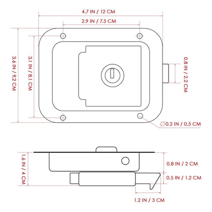 Stainless Steel Paddle Handle Toolbox Lock Paddle Latch Flush Mount Paddle Latch with Keys for Trailer Auto Special Vehicle Toolbox