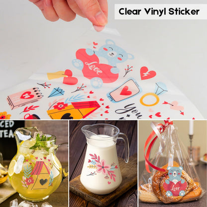 Ruibytree Printable Clear Vinyl Sticker Paper for Inkjet Printers, 60 Sheets Transparent Paper of 8.5x11 DIY Personalized Self-Adhesive Paper that is Tear Resistant, Waterproof Labels, Easy to Cut