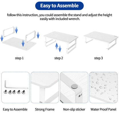 BESIGN MS01 Monitor Stand Riser, Height Adjustable Laptop Stand, Computer Monitor Stand for Monitor, Computer,Laptop,Printer (White)
