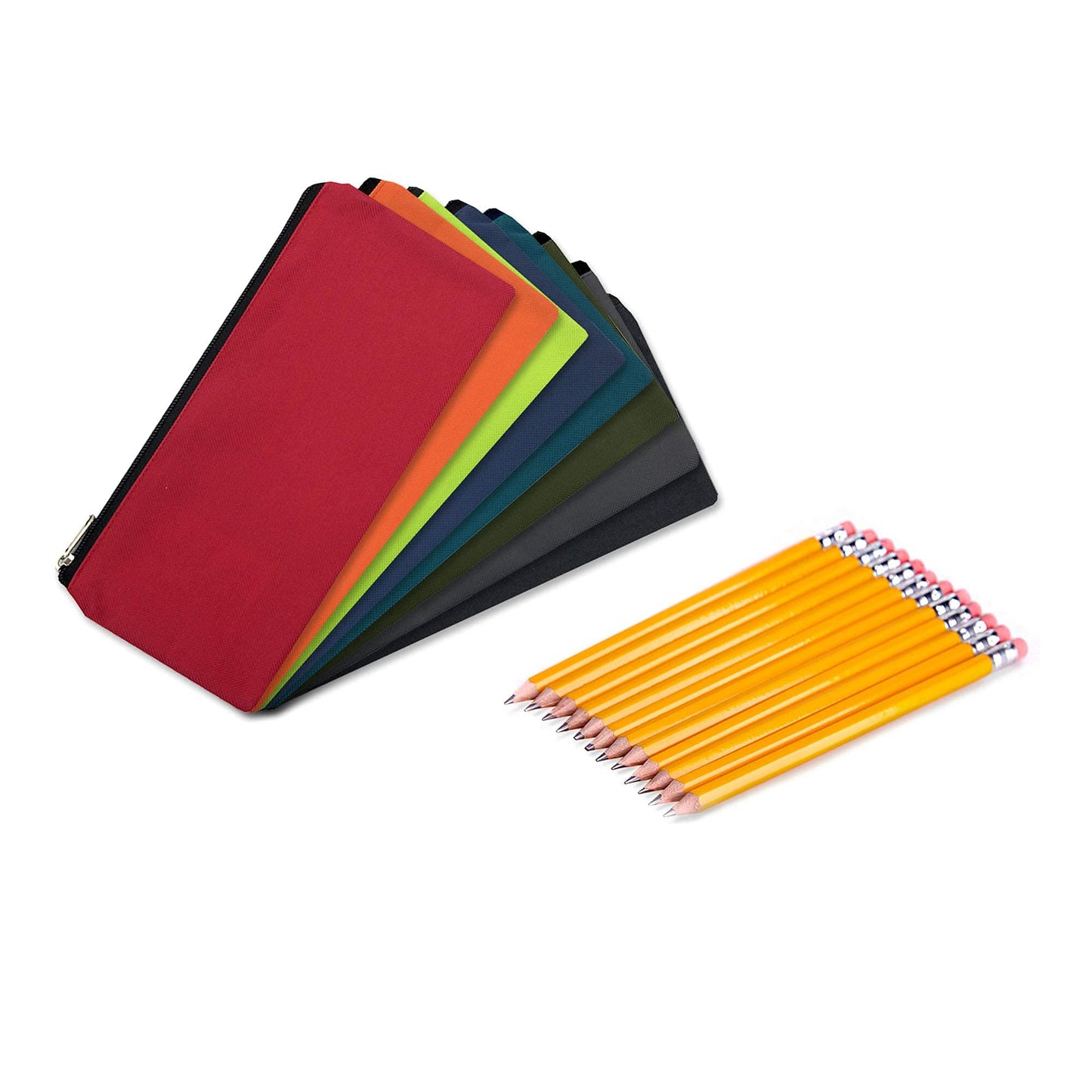 Classic Traditional Cloth Pencil Cases in Bulk, in Solid Colors (25 Pencil Cases in 8 Colors)