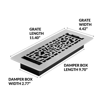 Decor Grates LFGS310-NKL Feng Shui *NEW* Low Profile Floor Register, 3x10 Inches, Brushed Nickel