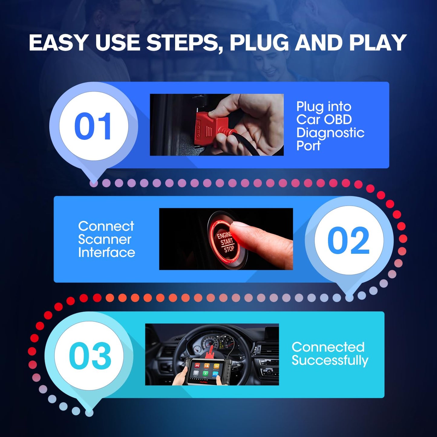 Autel Original OBD2 Main Test Cable, 5.6ft 1.7M, 16 Pin OBDII Diagnostic Test Cable, Work with Scanner MK808 MK808S MK808Z MX808 MX808S MP808 MP808S MP808K DS708 DS808 MS906 MS908, IM508 IM508S