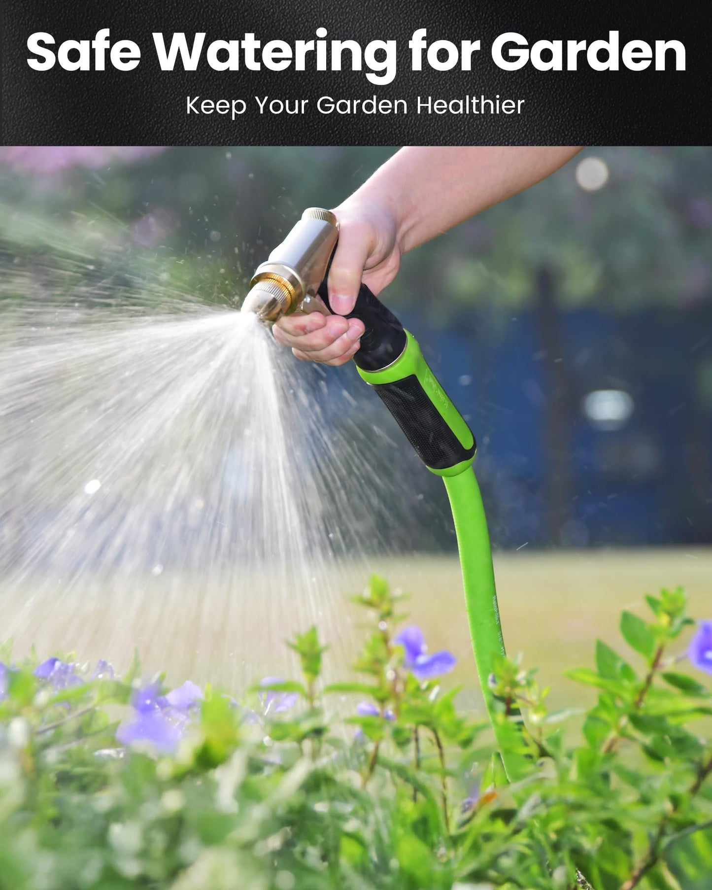 RAINPOINT Garden Hose 3ft, Short Water Hose, Flexible 5/8" Leader Hose, Heavy Duty Hybrid Rubber Hose with Male to Female Fittings