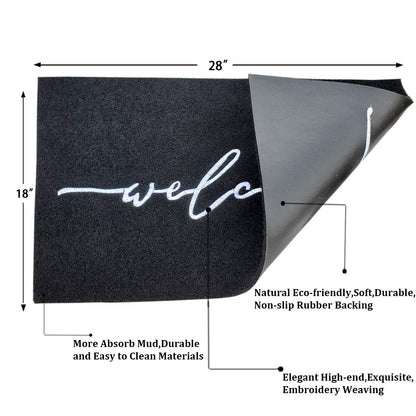 AAZZKANG Welcome Mat Door Mats Outdoor with Non Slip Rubber Backing Durable Front Door Mat Ultra Absorb Mud Easy to Clean Indoor Doormat for Entrance,High Traffic Areas,Patio Black