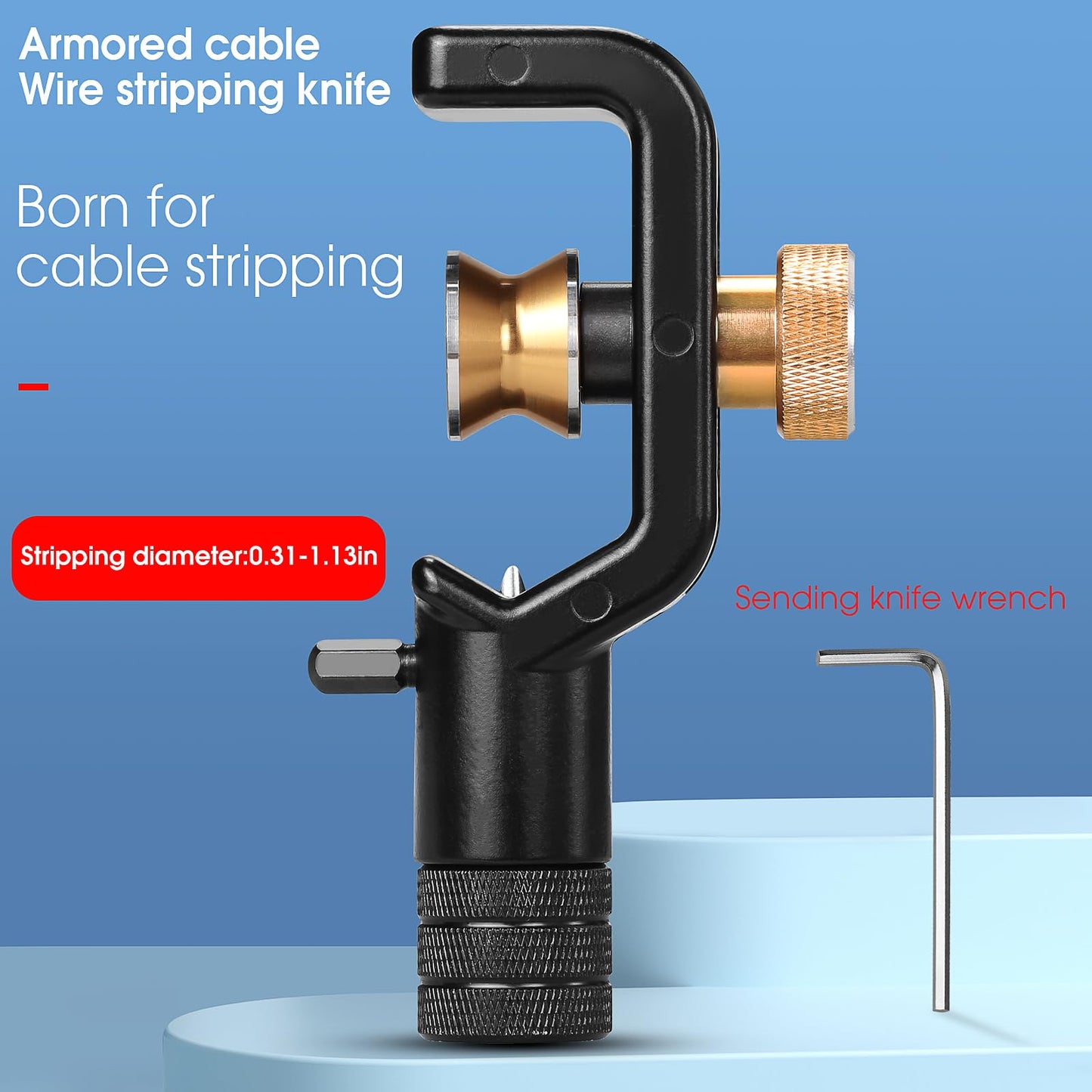BAOSHLA Optical Cable Stripping Knife Armored Cable Stripper 8-28.6mm Vertical and Horizontal Dual use Type Fiber Optic Cable Cutter with 1 Spare Blade Mid Span Cable Slit and Ring Tool Slitting Tool