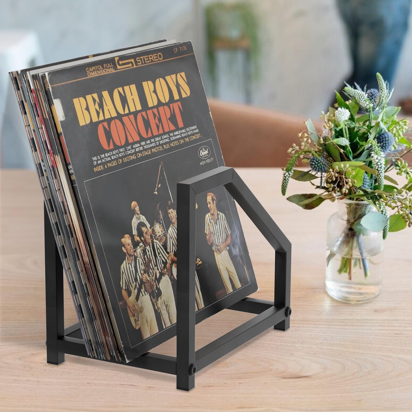 Vinyl Record Holder Display Stand Black Metal Tabletop Record Holder Vinyl Stand Storage Rack For Multiple Albums