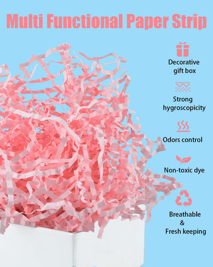 Raissily 1.5LB/700g Crinkle Cut Paper Shred Filler, Packing Grass Cushion Paper for Christmas Wedding Birthday Anniversary Valentine's Day Confetti Box Filling Wrapping Gift Decoration - Light Pink