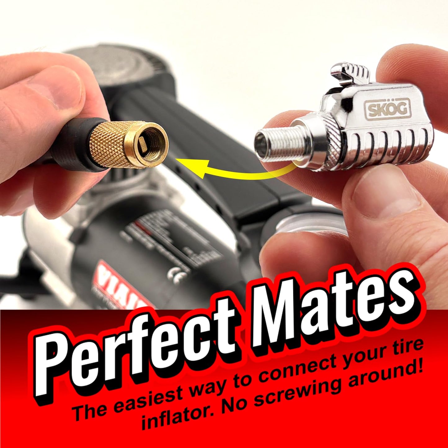 SKÖG Chuck Mates Platinum (1 Pack) Quick-Connect with Patented RatchetSeal Technology for Tire Inflators Open-Type