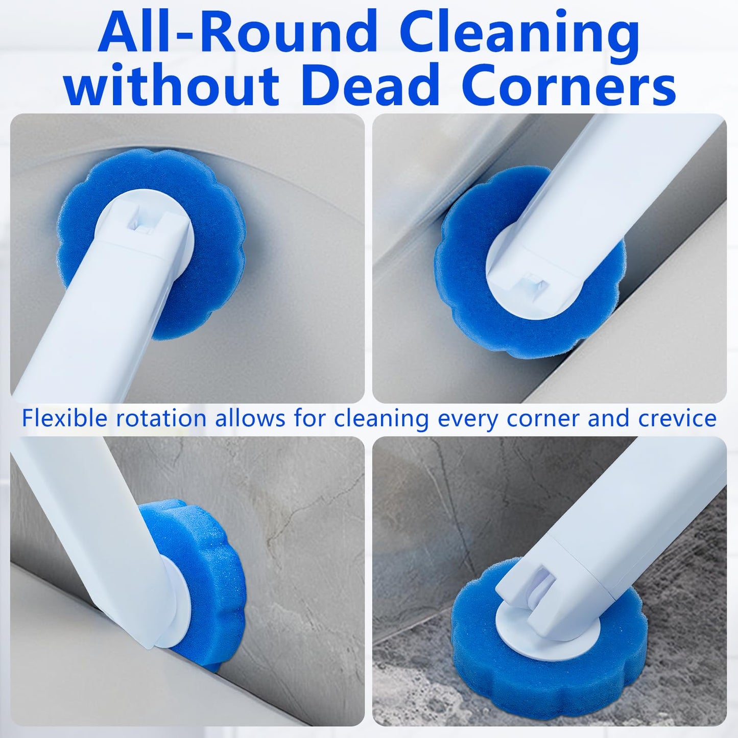 2 Pack Disposable Toilet Brush and Holder Set, with 48 Toilet Bowl Cleaner Refills & Upgraded Clamping System, for Bathroom Cleaning,Sink, Bathtub, Floor, Wall Mounted or Floor Standing