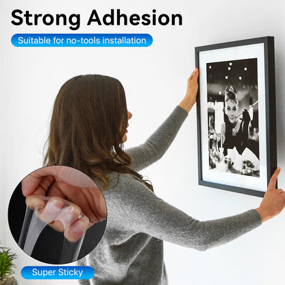 Worldity 4 Rolls Double Sided Tape Heavy Duty, 16.4 Ft x 1.2 In No Residue Transparent Mounting Tape, 2mm Thick Removable Gel Adhesive, Washable Reusable Acrylic Gel Tape for Wall, Picture, Home Decor