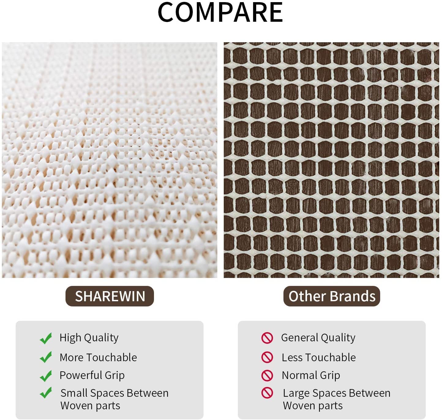 SHAREWIN 5x7 Anti Slip Area Rug Pad for Any Hard Surface Floors Rug Pads for Hardwood Floors Keep Your Rugs Safe and in Place