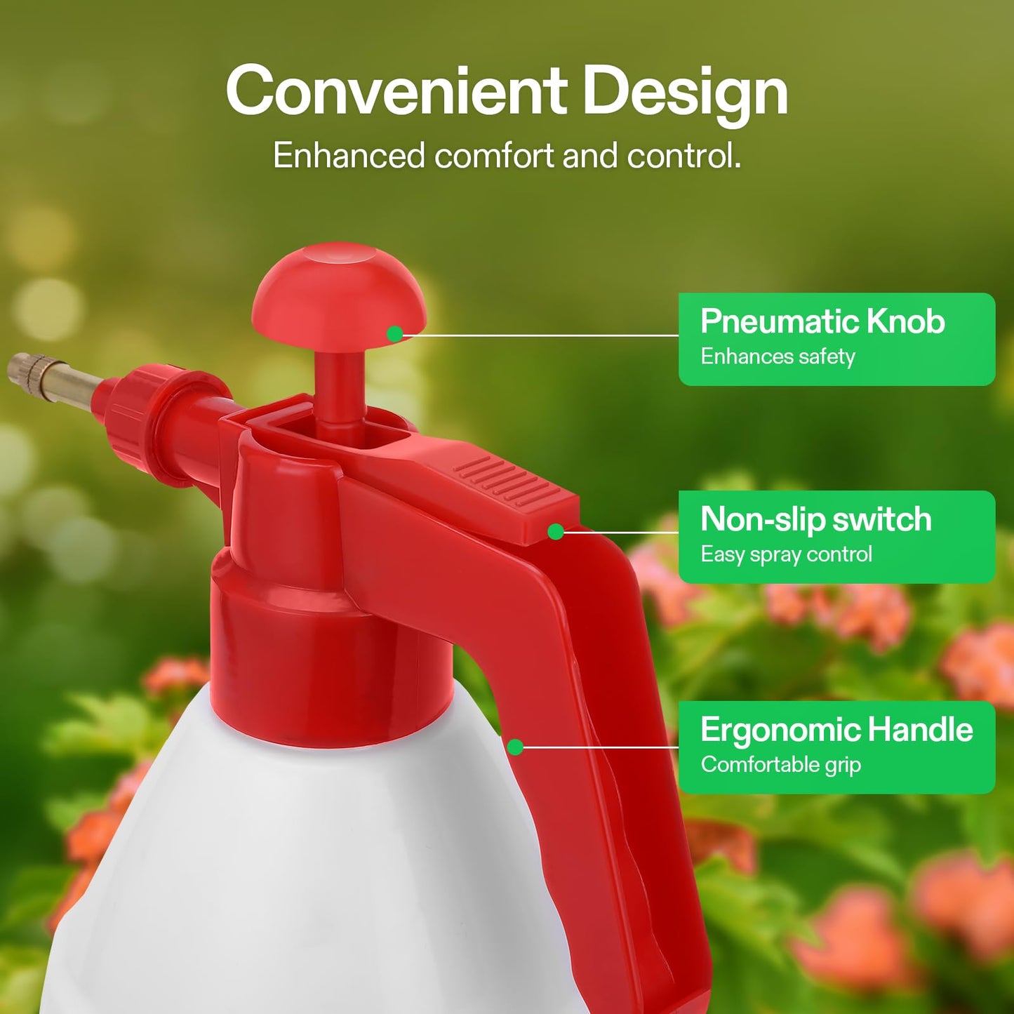 VIVOSUN 0.2Gallon Hand held Garden Sprayer Pump Pressure Water Sprayers, 27 oz Hand Sprayer for Lawn, Garden (0.8L Red)