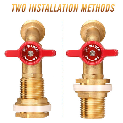 WADEO Rain Barrel Spigot Kit Brass Rain Barrel Quarter Turn Ball Valve Spigot with Bulkhead Fitting