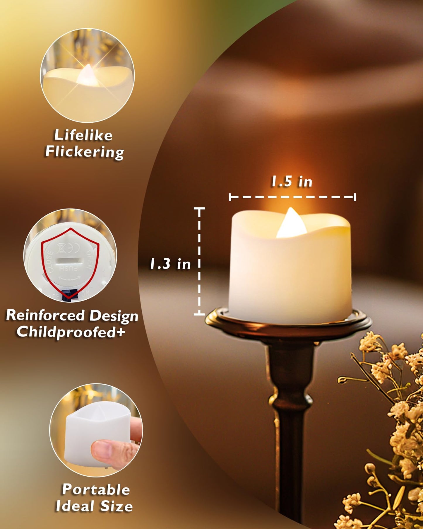 24 Pack LED Timer Tealights Flameless Flickering Tea Lights Candles with Timer, Warm White Light…