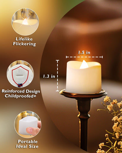 24 Pack LED Timer Tealights Flameless Flickering Tea Lights Candles with Timer, Warm White Light…