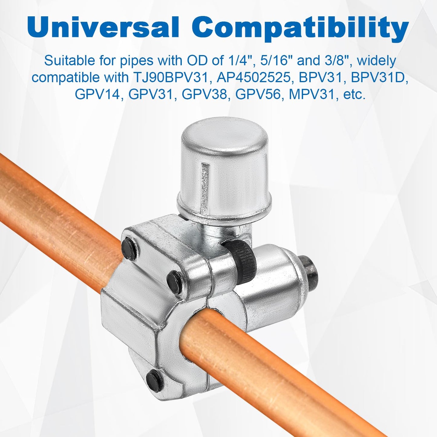 Gosknor 10pcs BPV-31 Bullet Piercing Valve & 10 Hex Key & 20 Adapter, Refrigerator Line Tap Valve Compatible with 1/4" 5/16" 3/8" Outer Diameter Pipes Replace TJ90BPV31,AP4502525,BPV31D,GPV14,MPV31