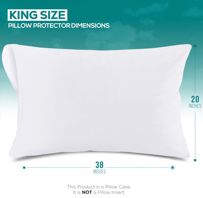 Utopia Bedding Set of 4 Waterproof Pillow Protectors with Zipper King Size (White), Ultra Soft Pillow Covers, Bed Bug and Dust Mite Proof Pillow Encasements, Moisture Wicking Pillow Cases