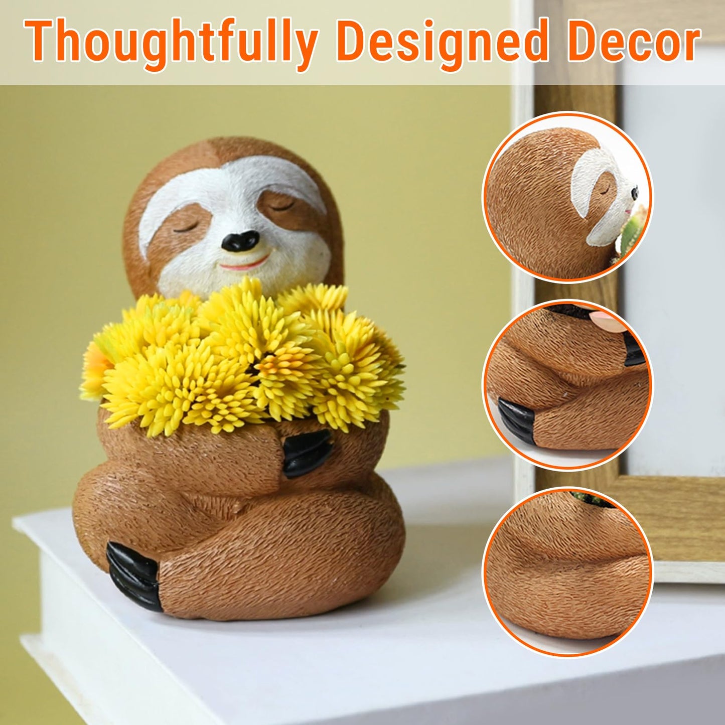 CHEOTIME Air Plants Holders, Unique Sloth Flower Pot Succulents, Gifts Gardening Gifts for Plant Lovers Gardeners,Cute Sloth Decor for Home & Office