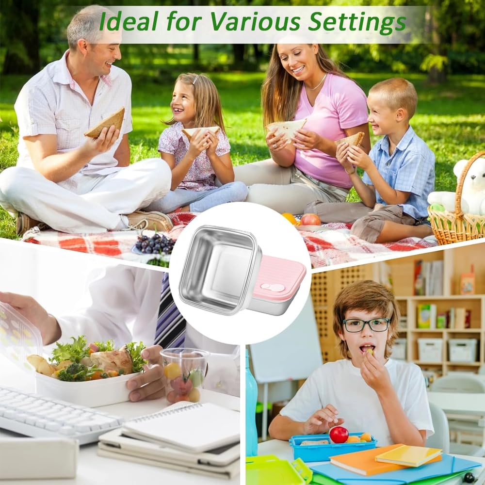 4 Pack Sandwich Containers (20 oz), Reusable Lunch Bento Box Food Storage,Stainless Steel Sandwich Box with Lids,BPA-Free, Great for Fruit, Salad, Lunch Box Snacks