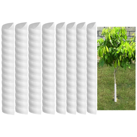 8 PCS Tree Trunk Protector- 2 Size Plastic Spiral Tree Guard- Tree Bark Protector Tube Wraps to Protect Saplings Plants from Deer Rabbit Cats Rodents Mowers