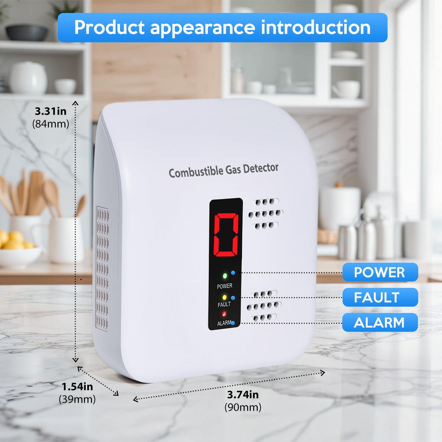 Y401 Natural Propane Gas Detector, Home Gas Alarm and Monitor, Leak Alarm for LNG, LPG, Methane, Coal Gas Detection in Kitchen, Home, Camper (1 Pack)
