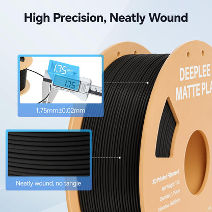 DEEPLEE Matte PLA Filament 1.75mm, 3D Printer Filament Dimensional Accuracy +/- 0.02mm, No Clogging, Higher Toughness, Cardboard Spool 3D Filament, 1kg Navy Blue