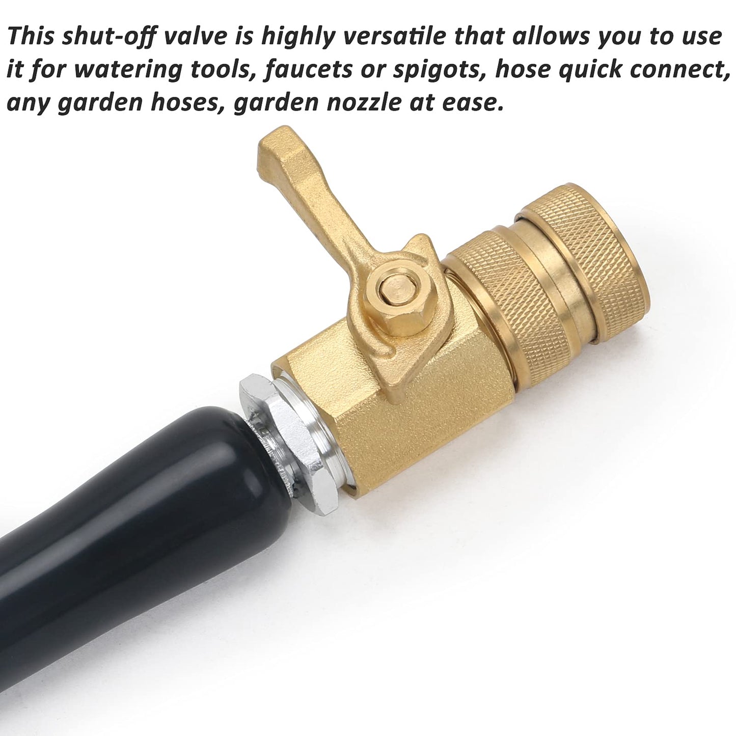 STYDDI Super Heavy Duty Garden Hose Shut Off Valve, 2 Pack Solid Brass Water Hose Shut-Off Ball Valve Adapter Connector with 4 Extra Rubber Washers