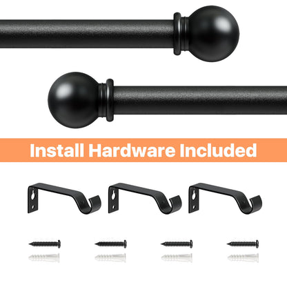 Black Curtain Rods 84-120, Long Adjustable 5/8"(16mm) Diameter Drapery Rod Set, Heavy Duty Metal Standard Curtain Rod for Patio Outdoor, Sliding Glass Door