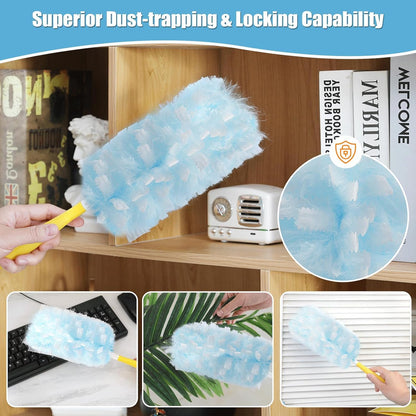 32 Pack Disposable Duster Refills for Swiffer,360°Heavy Duty Microfiber Duster Kit with 1 Handle,Multi-Surface Duster Refills for Furniture, Blinds, Ceiling Fans Cleaning