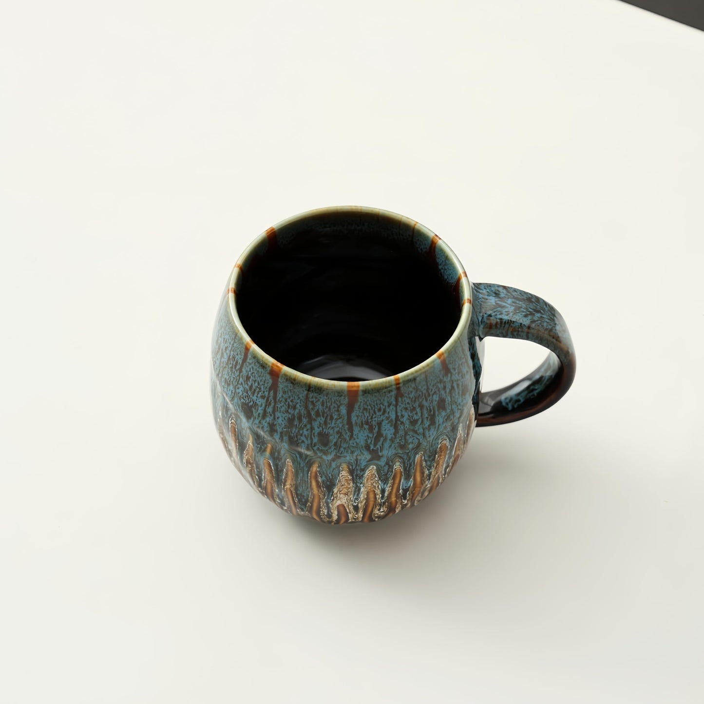 20oz Large Coffee Mug - Unique Handcrafted Look Ceramic Cup, Large Tea Mug, Microwave & Dishwasher Safe (Blue)