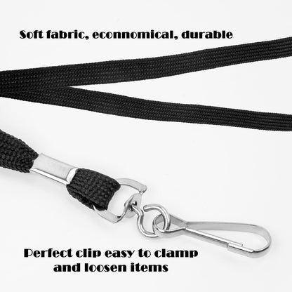 100 Pieces Black Lanyards Bulk, Premium Neck Lanyards with Swivel Hook Clips, Flat Neck Straps for ID Name Badge Holder Office School(Black)