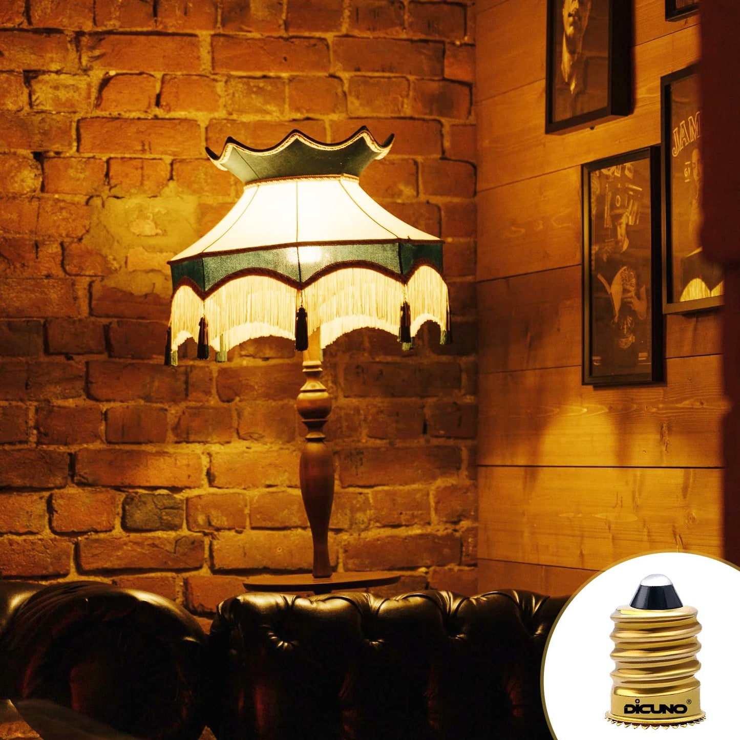 DiCUNO E14 to E12 Adapter, European to Candelabra Base Light Socket Reducer for Lamps and Chandeliers, Brass, Pack of 20