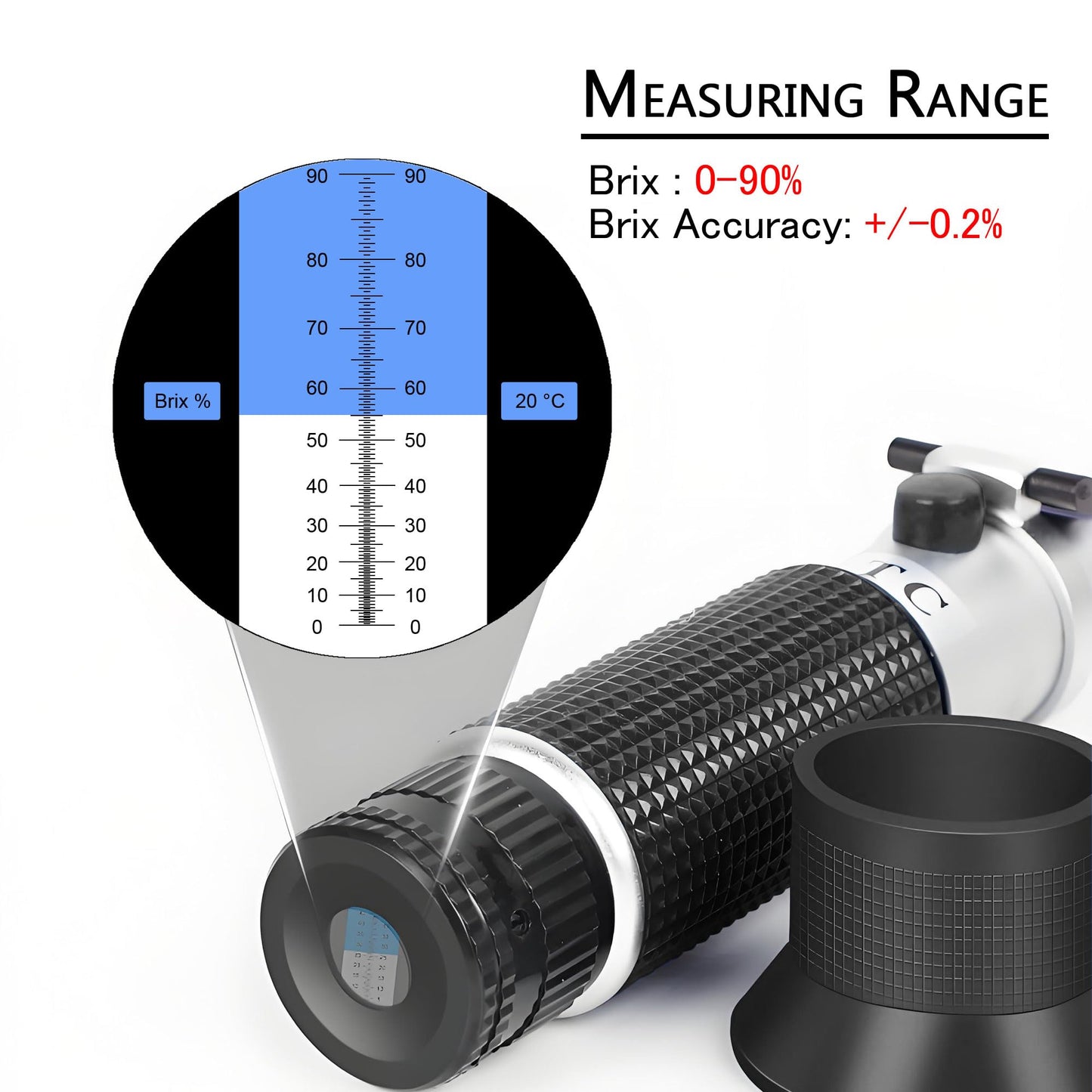 0-90% Brix Meter Refractometer,V-Resourcing Portable Hand Held Sugar Content Measurement for Sugar, Food, Fruit, Beverages Honey