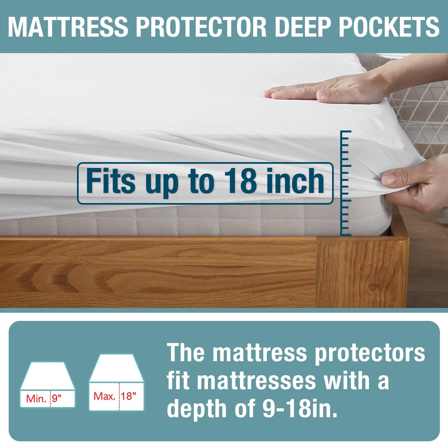 Bedecor Waterproof Mattress Protector Twin, Single Bed Mattress Cover Water Proof Protective Sheet，Breathable Cotton Terry Top with 18 Inches Deep Pocket, for Kids Bedwetting Pets Friendly