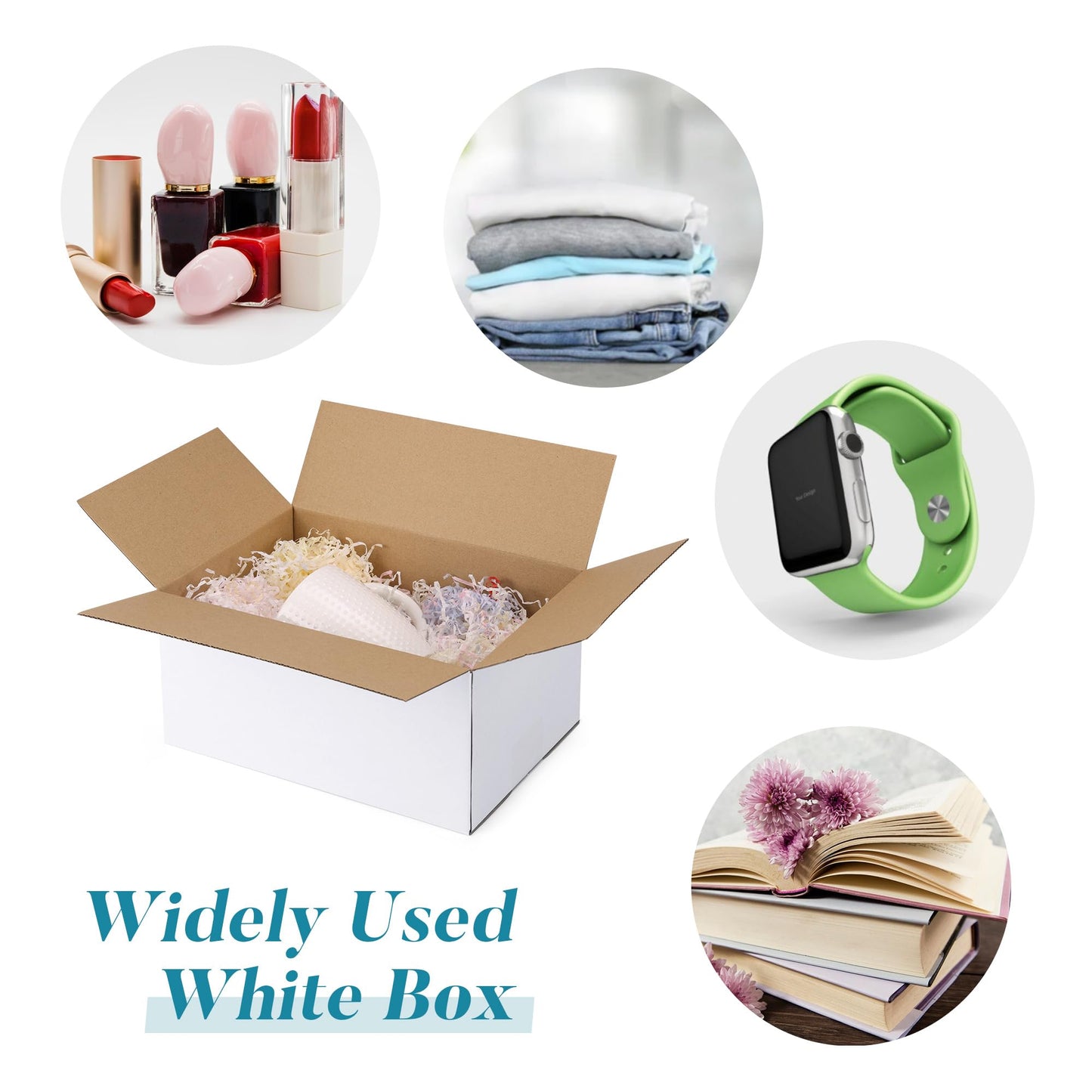 SPEPLA Shipping Boxes 10x7x5 Set of 6, White Corrugated Cardboard Box for Mailing Business Packaging