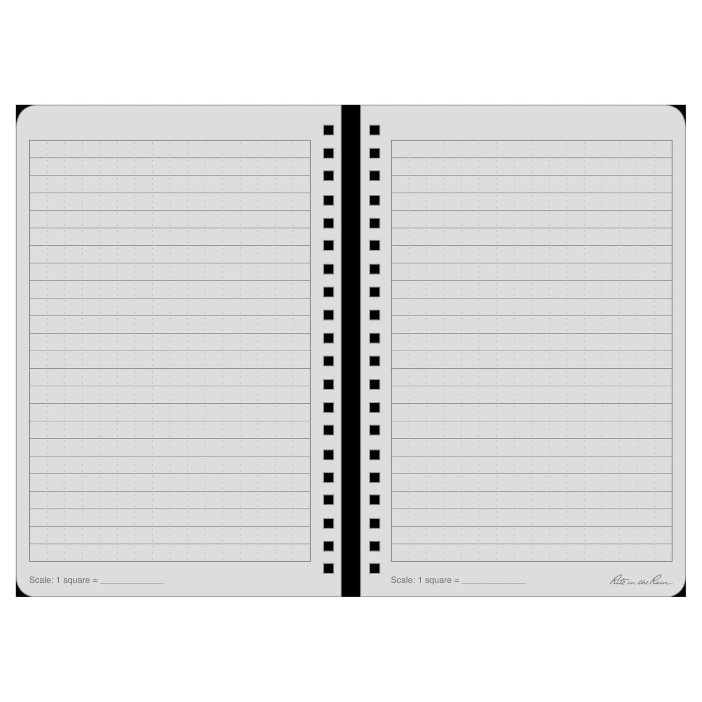 Rite in the Rain Weatherproof Side Spiral Notebook, 4.625" x 7", Hi Vis Green Cover, Universal Pattern (No. HV973)