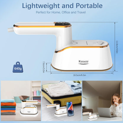 Portable Travel Steamer for Clothes with LCD Display, 4 Mode 1200W Steam Iron 2 in 1, 180° Foldable Mini Iron, Handheld Steamer for Clothes, Garment Steamer for Home, Dorm, Travel, 110V ONLY (White)