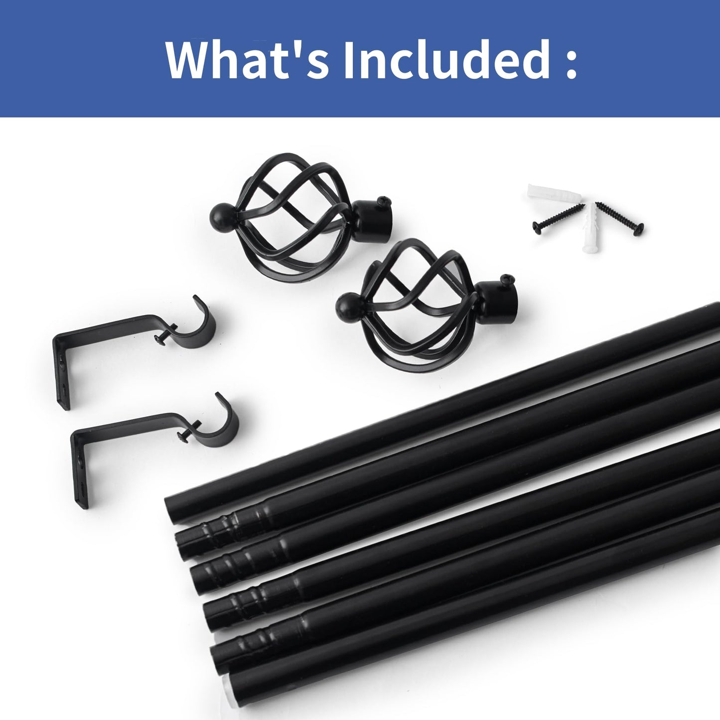 Sharpliving Matte Black Curtain Rod with Brackets 48 to 84 Inch Long, 1 Pack 3/4 Inch Diameter Adjustable Window Drape Rods with Spiral Finials for Sliding Glass Door, Bedroom, Living Room